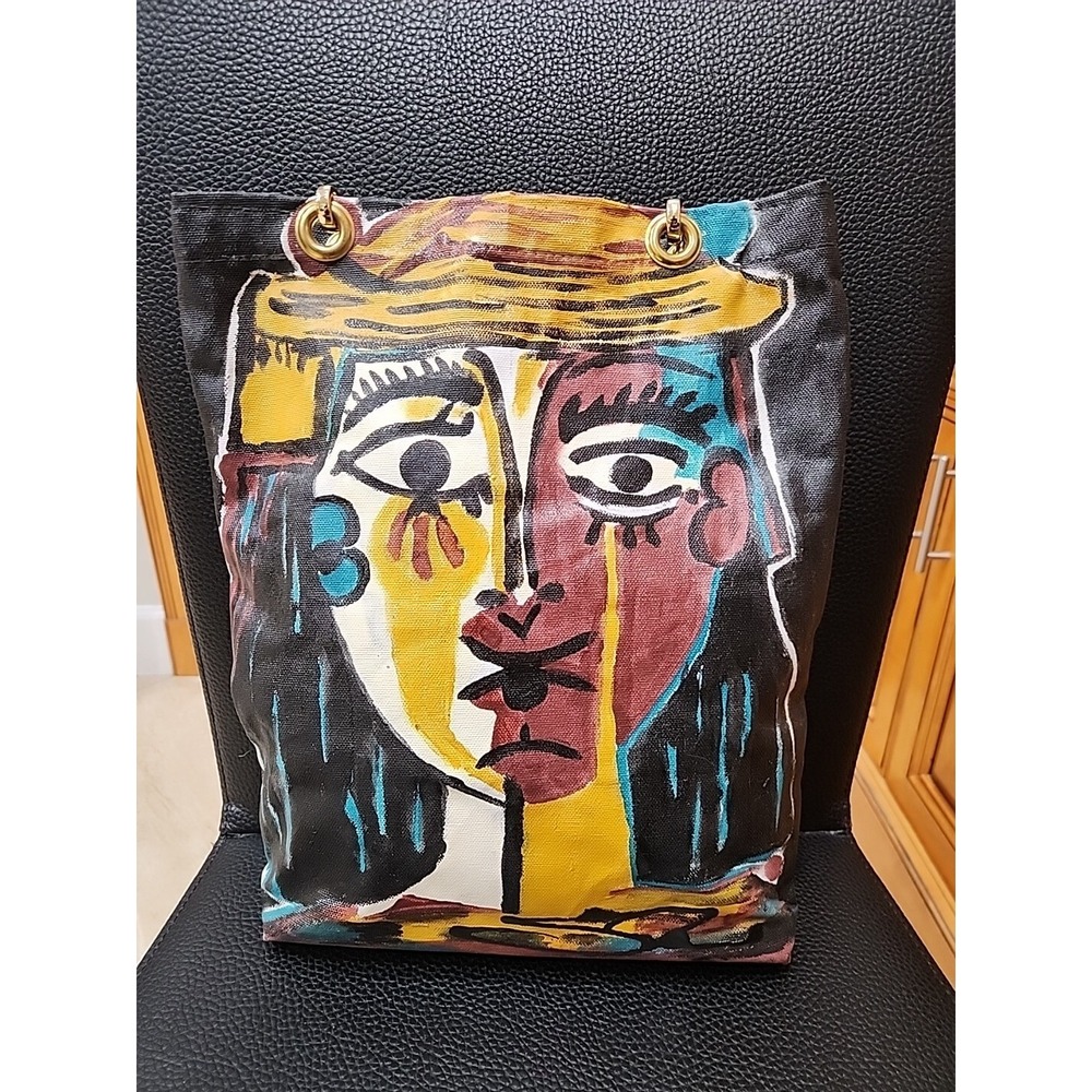 Susan Tancer Studios Portrait Of Lady Tote with Woven Handles - MINT